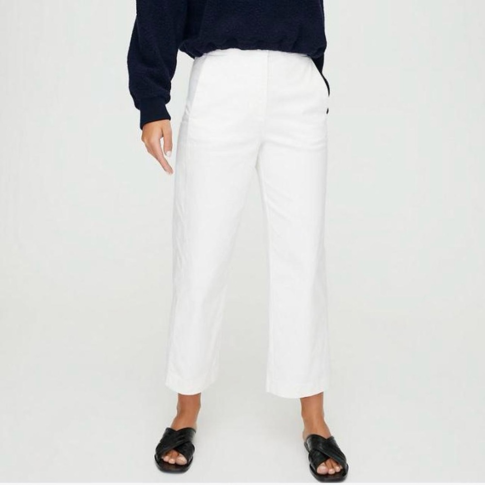 Aritzia Babaton The Group Walsh White Cropped Ankle Straight Leg Pants Size 4 - Picture 2 of 13